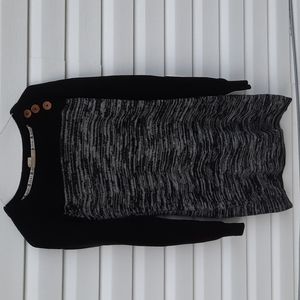 Elegant Black and Gray Knit Dress